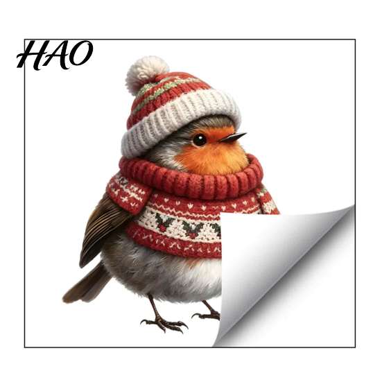 Xmas Party Glass Art Christmas Window Static Sticker, Decorative Reusable Redbreast Decal, PVC Festive Indoor Outdoor Graphics Holiday Cling for Home