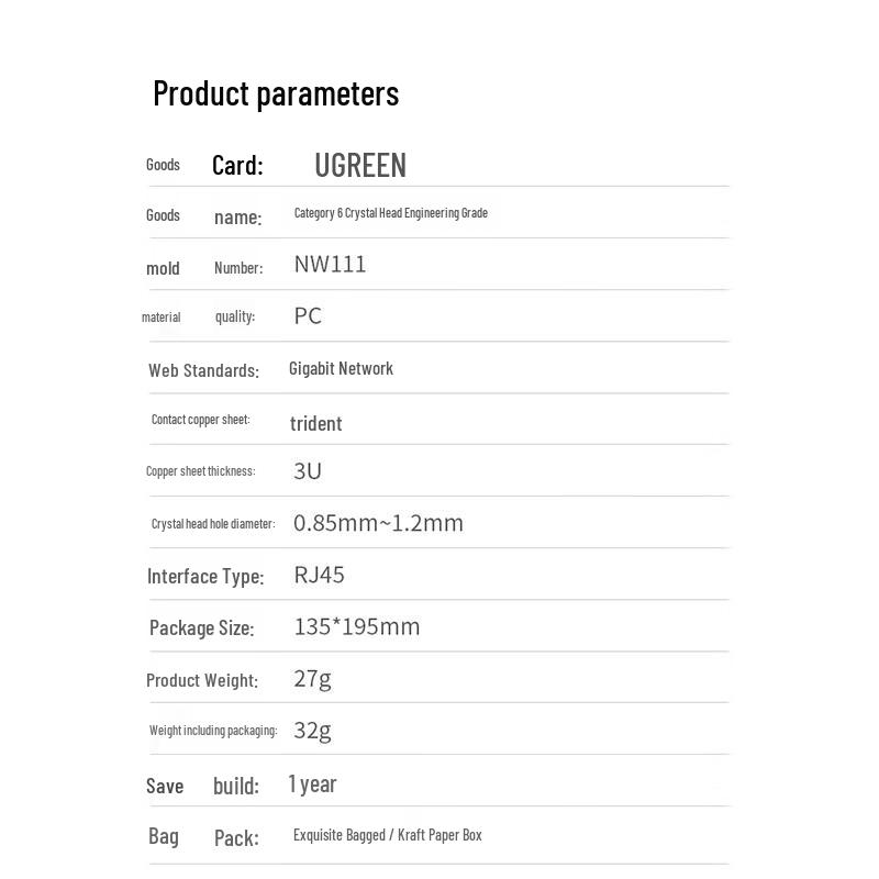 UGREEN Cat6 Gigabit RJ45 Ethernet Connector