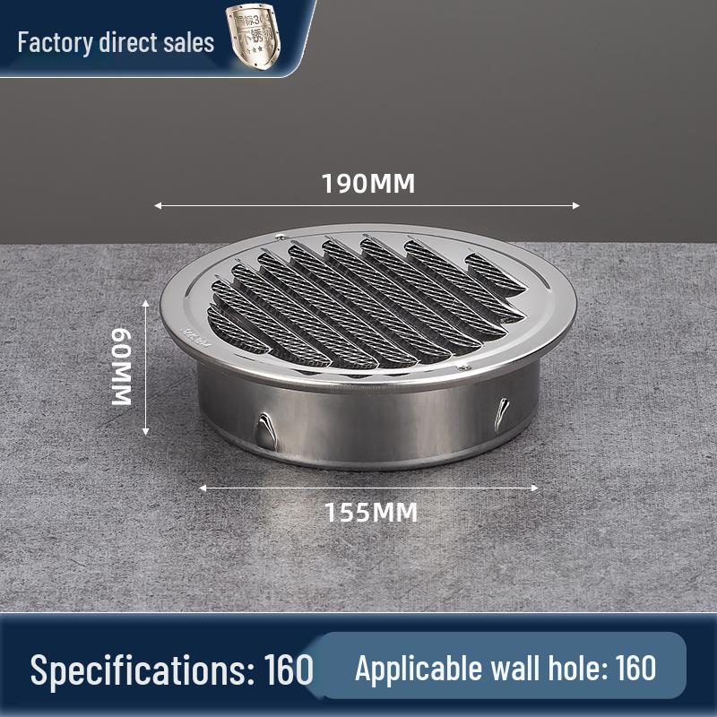 304 Stainless Steel Flat Head Exterior Windproof Vent Cap for Fresh Air Inlet