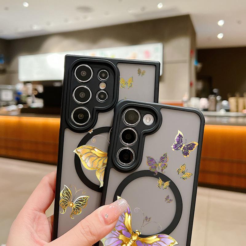 Colorful Butterfly Case For Samsung Galaxy S24 S23 S22 Ultra S22 Plus S23 FE Magnetic For Magsafe Wireless Charging Phone Cover
