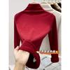 Женский велюровый топ с двухсторонней отделкой, весенняя футболка с полувысоким воротником и длинными рукавами, темпераментная, универсальная, для ношения под низ