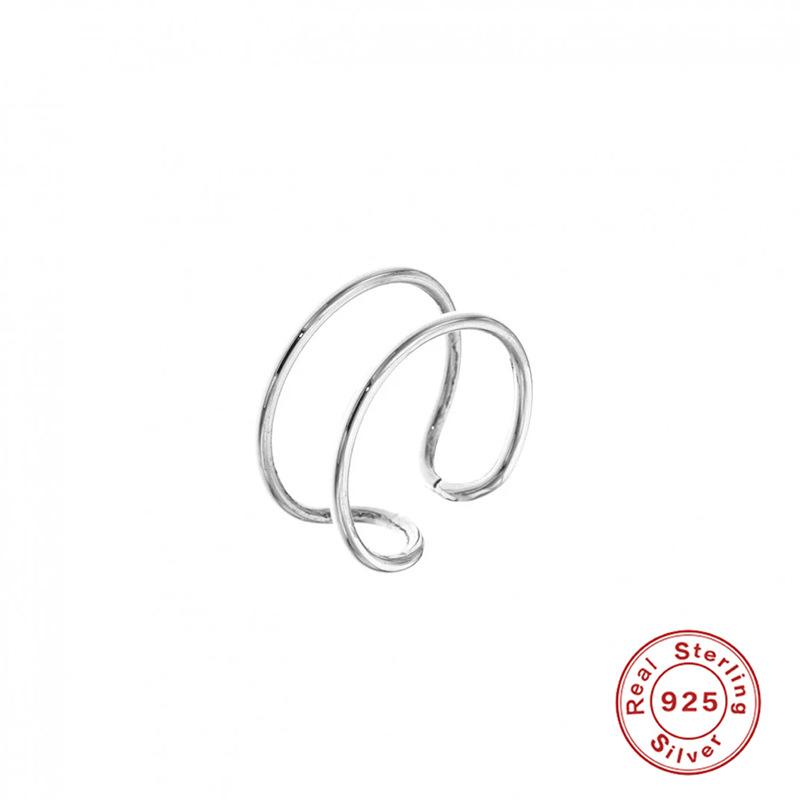 Модная серебряная сережка S925, простая глянцевая двухслойная линия, ушная пряжка, клипса без украшений для пирсинга ушей