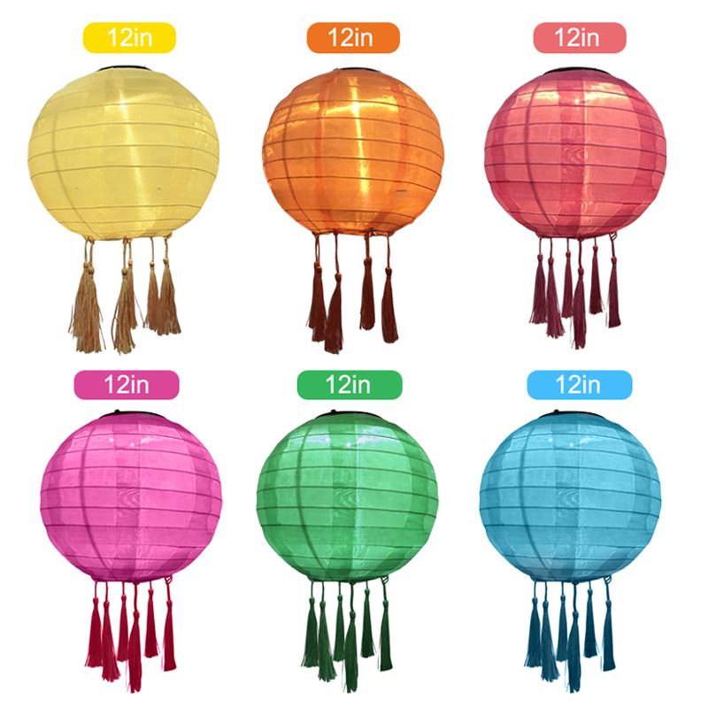 12-дюймовый водонепроницаемый солнечный китайский фонарь тканевый подвесной светильник для уличного фестиваля свадьбы дня рождения вечеринки сада подвесной светильник декор