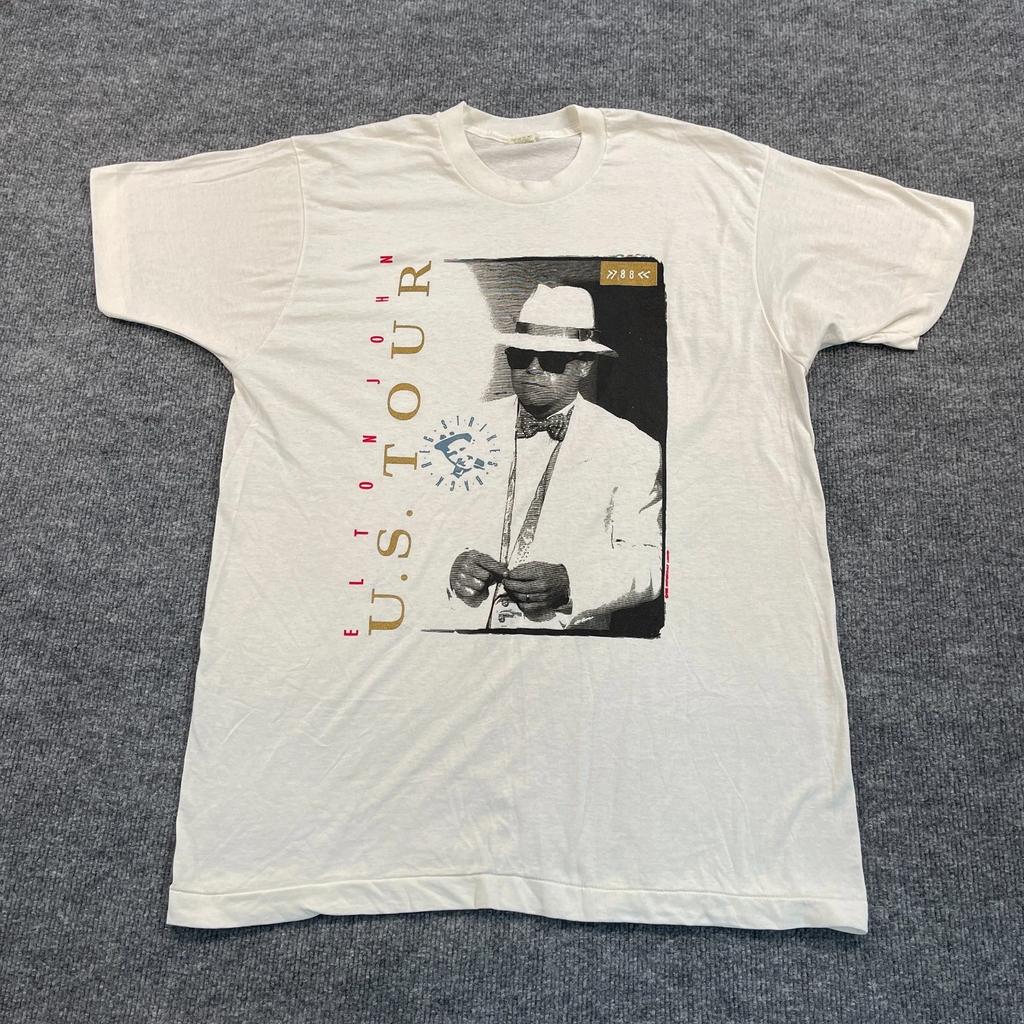 Новая винтажная футболка Элтона Джона US-Tour 1988 L/XL 21x30 Reg-Strikes-Back