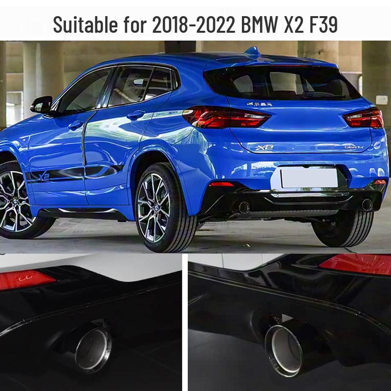 BMW X2 F39 (2018-2022 гг.) Черная нержавеющая сталь, накладка на выхлопную трубу