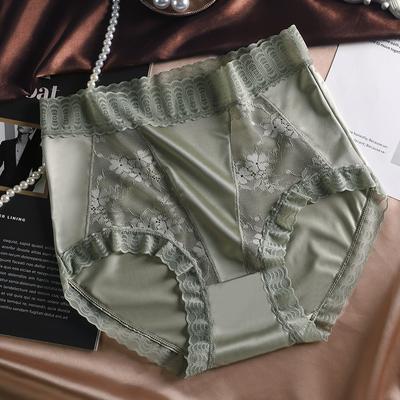 Легкие роскошные микро-трусы для живота, шелковое кружевное нижнее белье в стиле пэчворк для женщин, трусы с высокой талией, сексуальные шелковые трусики для увеличения бедер из шелка