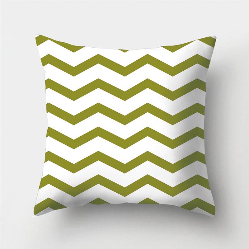 Green Geometric Pattern Throw Pillowcase Home Decor Square Wave Print Pillowcase Sofa Bed Decorative Pillowcase