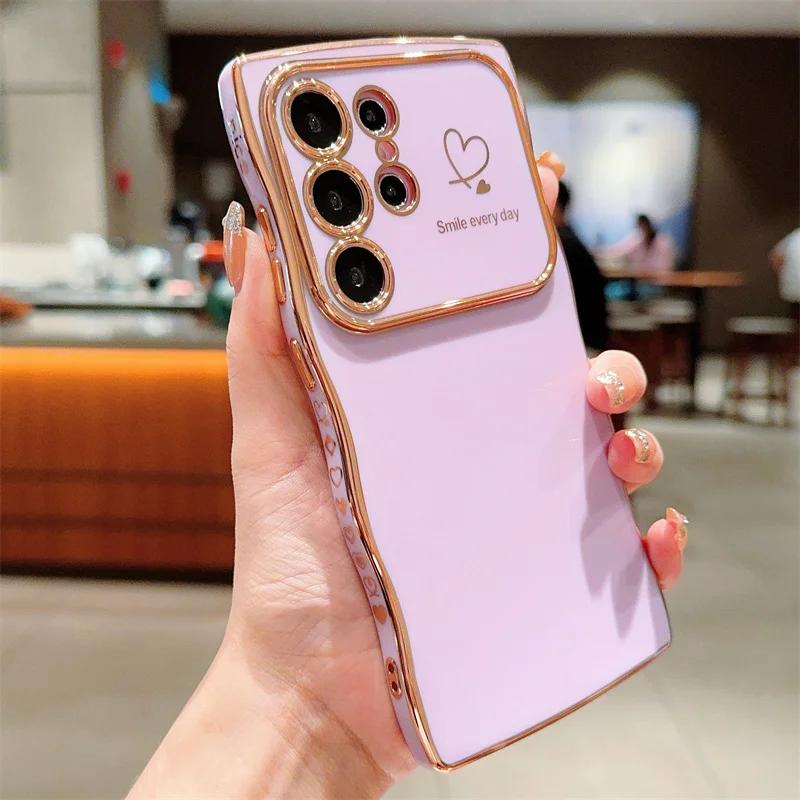 Чехол с волнистым покрытием в форме сердца для Samsung Galaxy S25 S24 S23 FE S22 Plus Ultra A16 A36 A56 A55 A15 A35 A25 A14 A54 A34 A24 Мягкая крышка