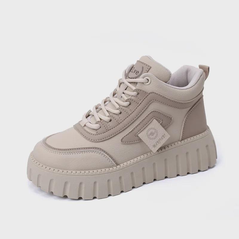 Женские повседневные туфли Dad с высоким берцем и толстой подошвой — осень 2025 г., корейский стиль XQ291.