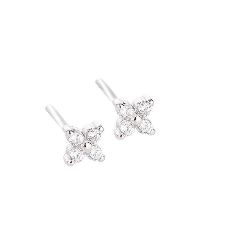 2023 Four-Leaf Flower Diamond S925 Silver Earrings - Stylish Japanese and Korean Design