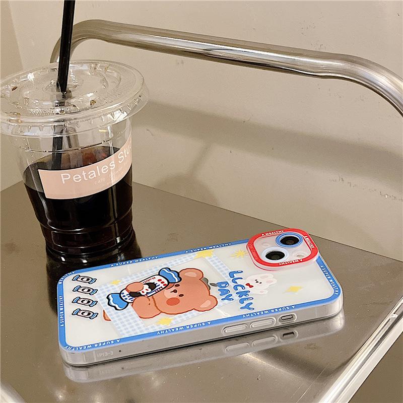 Совместим с iPhone 15 Pro Max — защитный силиконовый чехол с мультяшным принтом для iPhone 12–14, прозрачный и прочный.