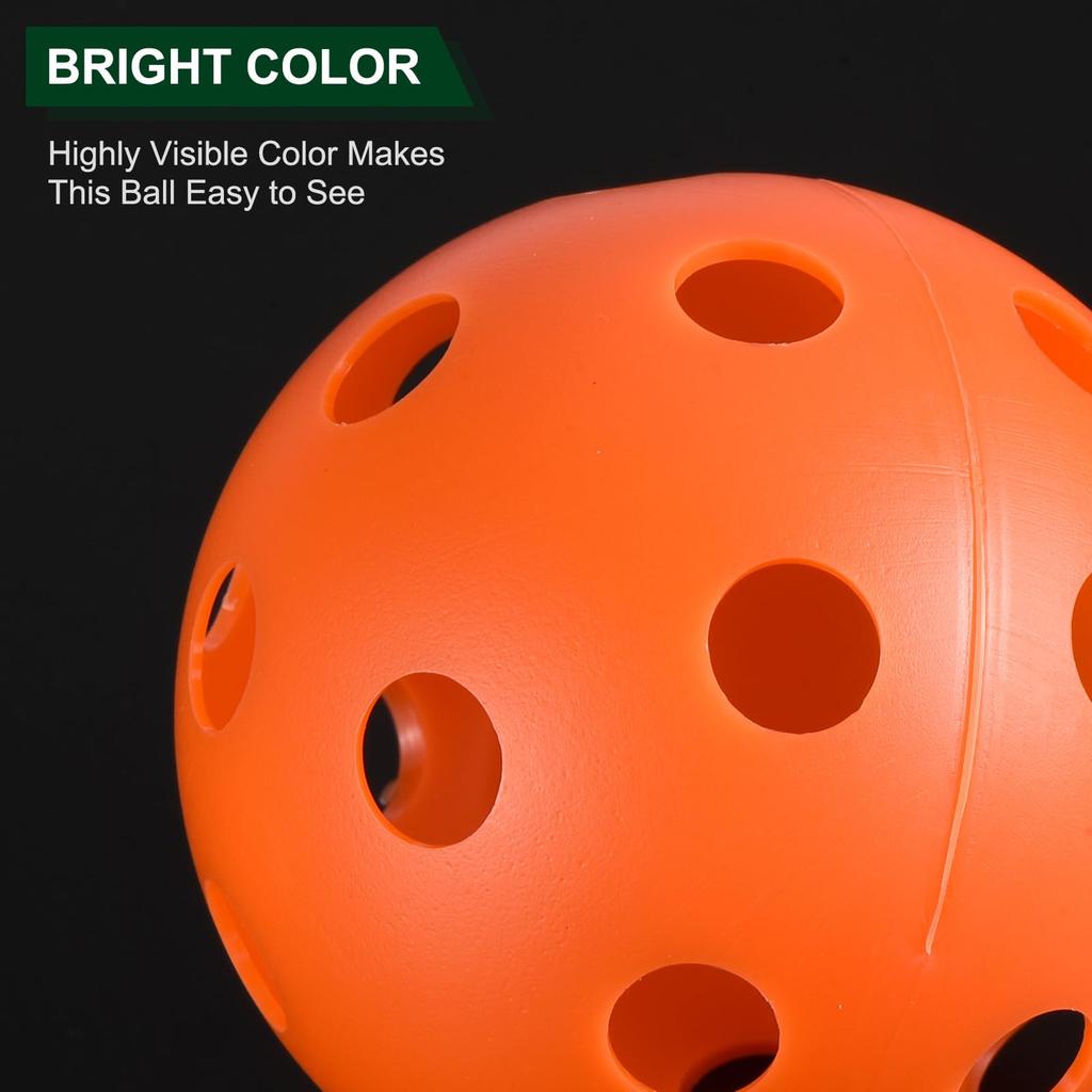 Мячи для пиклбола PATIKIL Outdoor Pickleball 26 лунок, упаковка 12 штук, оранжевые, для любительского спорта в помещении и на открытом воздухе