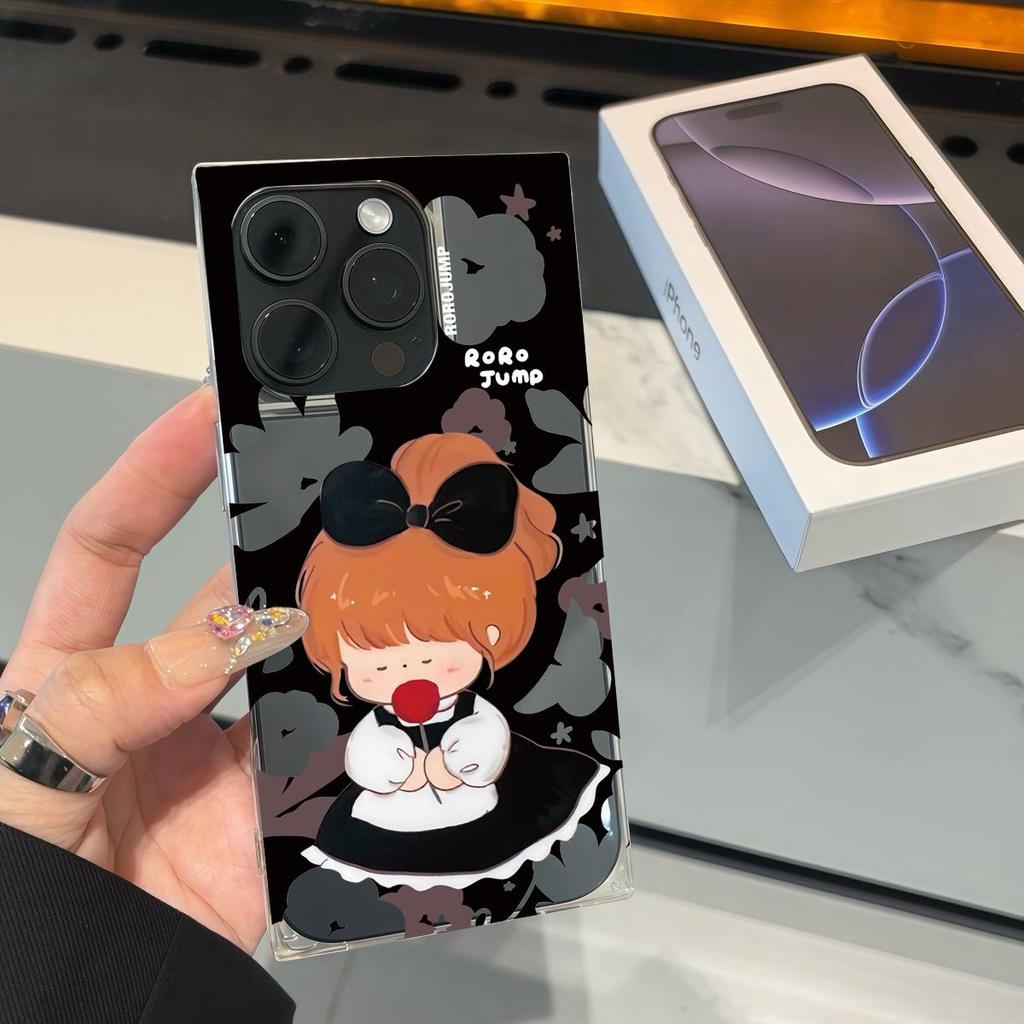 Clear Square Back Tube Case Protection For iPhone 14 Pro Max 15 Plus 11 16 ProMax 13 12 Anti-Oxygen,Cute Little Girl Pattern Casing