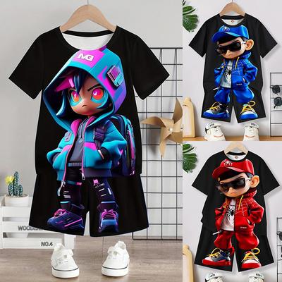 Модный новый мужской ретро костюм летний повседневный дышащий освежающий костюм уличный стиль напечатанный 3D медведь большой мужской свободный топ