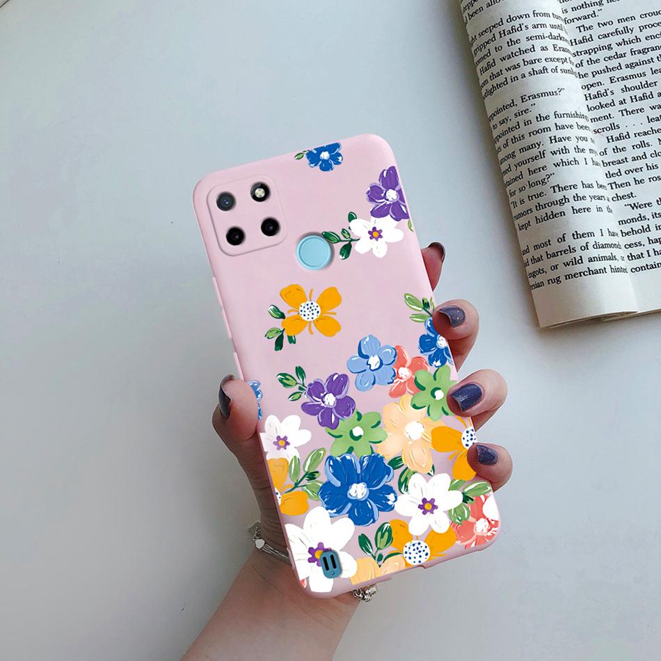 Чехол Для Realme C25Y C21Y Задняя Крышка Милый Цветок Защитный Мягкий Чехол Для Телефона Силиконовый Мультяшный Funda Для Oppo Realme C25Y C 21Y Capa