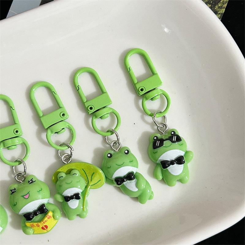 Cute Cartoon Green Frog Keychain Lovely Animal Keyring Handbag Pendant Charms Car Key Accessories For Girls Jewelry Gift
