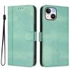 For iPhone 15 Cases Wallet Stand Retro Texture Leather Phone Cover with Lanyard