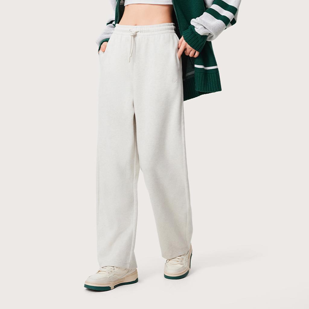 Li Ning Sports Lifestyle Series Loose Mid Waist Straight Leg Knit Joggers Women Joggers Light-Floral-Gray AKLU326-1