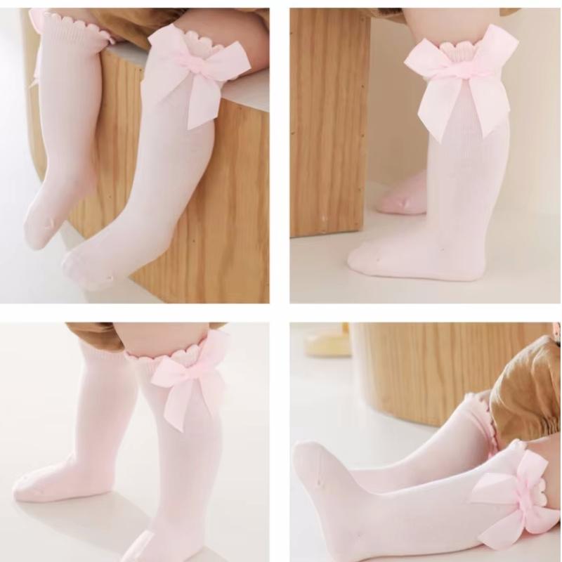 3 пары/комплект детские носки для девочек с бантиками до колена элегантные детские носки принцессы для девочек детские длинные носки осень-весна