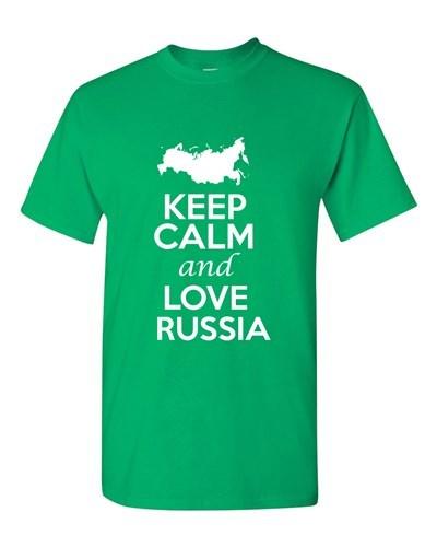 Keep Calm And Love Russia Country Novelty Statement Graphic Adult T-Shirt Tee Unisex T-Shirt