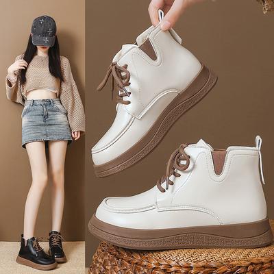 Ретро ботинки Мартин на плоской подошве женские новые зимние бархатные теплые и удобные повседневные короткие ботинки на шнуровке