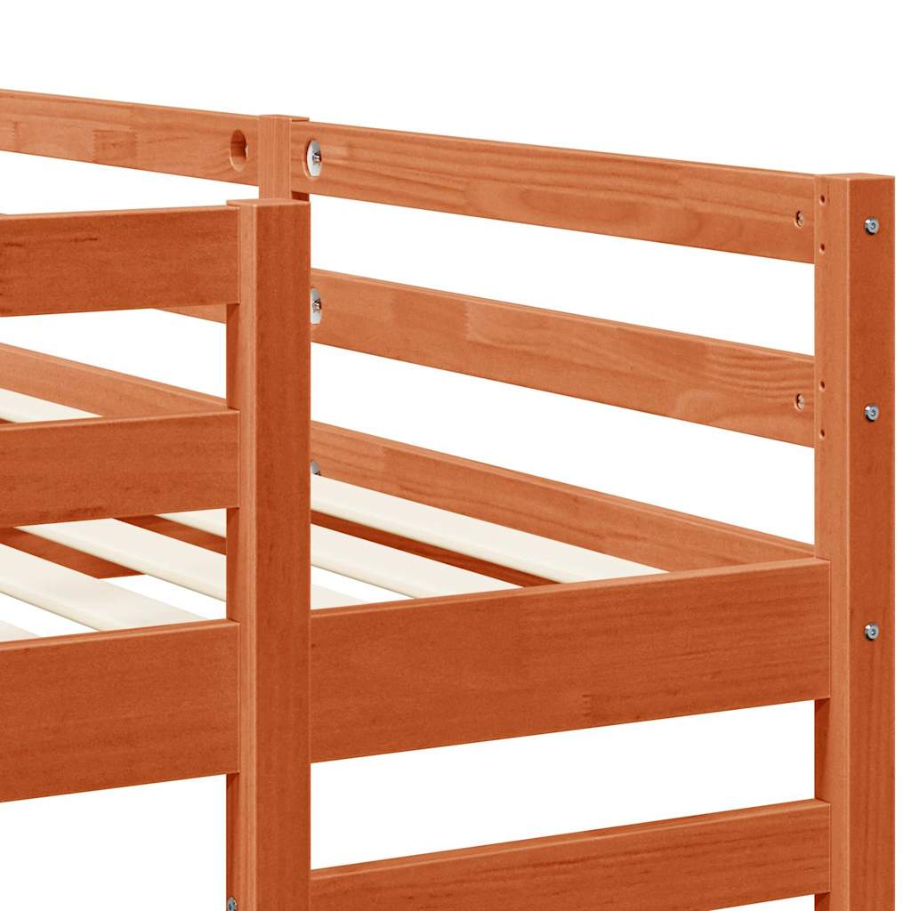 Triple Bunk Bed Frame Waxed Brown 140 x 200 cm