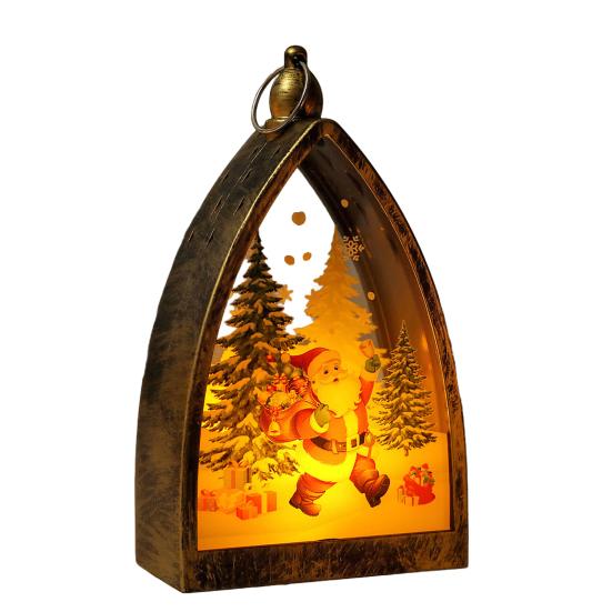 Винтажное Рождественское Украшение Дом Форма Санта Клаус Олень Снеговик Статуэтка Ночник Светящееся Украшение