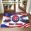 Crystal Velvet Square Rug Custom NameChicago Cubs Pattern Non Slip Home Floor Decor Rug