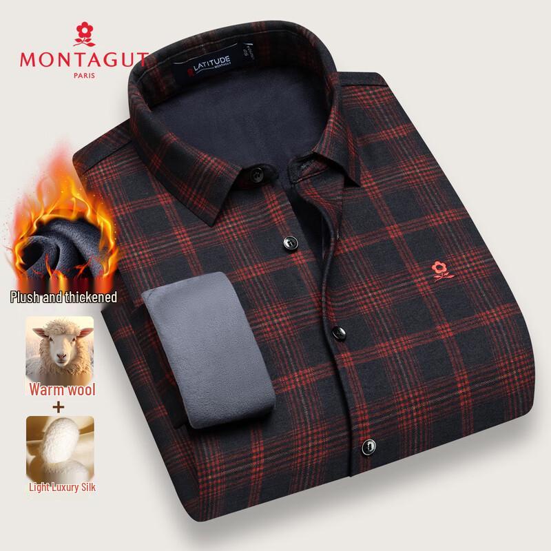 Мужская зимняя клетчатая рубашка с длинным рукавом MONTAGUT