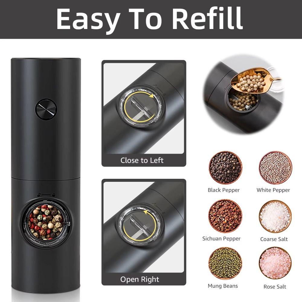 1pc/2pcs Rechargeable Electric Salt And Pepper Grinder Ceramic Grinding Core Kitchen Tools Home Use