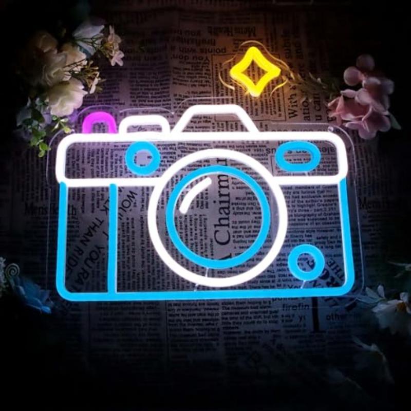 Photography Camera Neon Light Dimmable LED Signs for Wall Decor Photography Lover Room for Bedroom Home Boys Girls