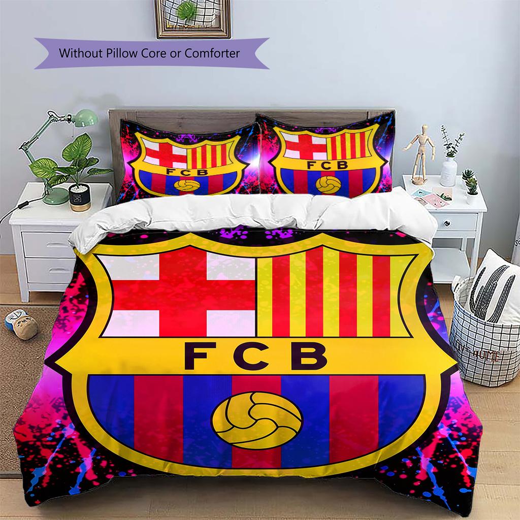 Постельное белье с узором Барселоны Домашний декор Подарок на день рождения (1 пододеяльник + 2 наволочки, без наполнителя)