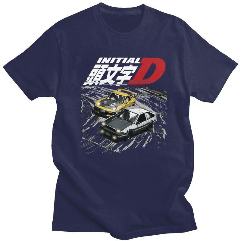 Мужские футболки с принтом Аниме Горные Гонки Initial D, 100% Хлопок, Футболки с Короткой Рукавой, Одежда