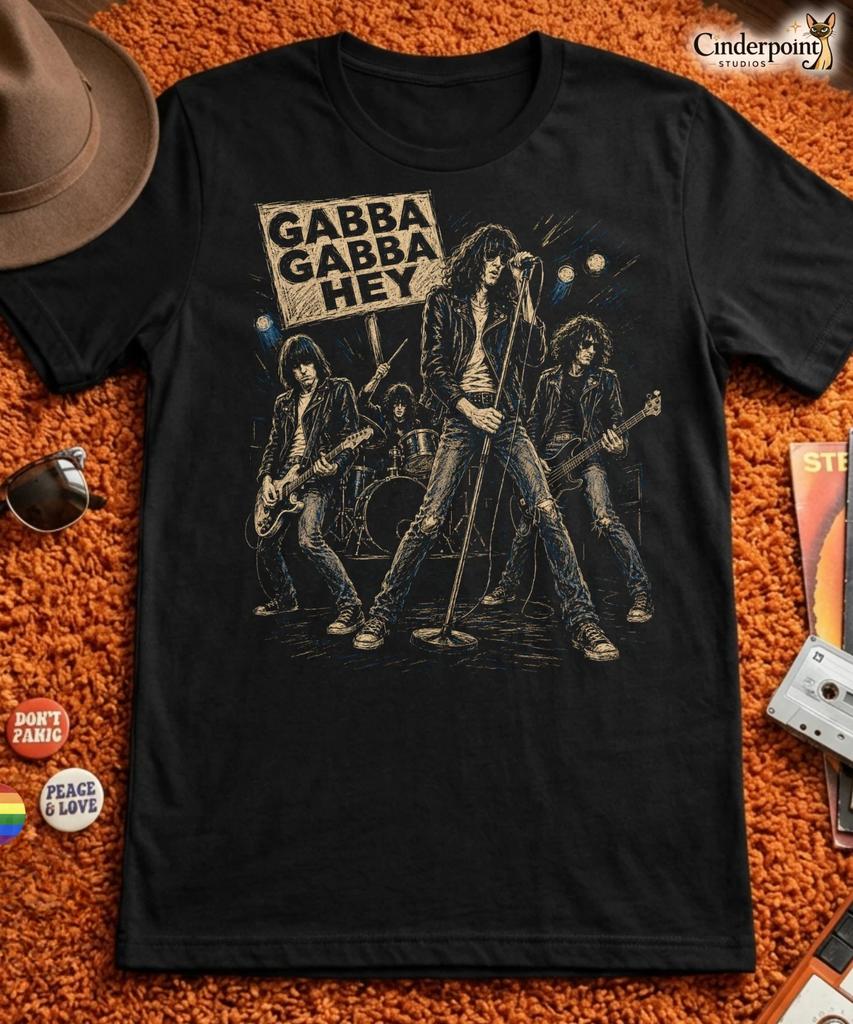 Gabba Gabba Hey Punk Rock Graphic Tee 1976 NYC Underground Concert T Shirt XS-5X