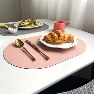 Nordic Elliptical Двусторонняя подставка под столовую посуду Подставка под столовые приборы из искусственной кожи Коврик для обеденного стола Теплоизоляционные подставки под тарелки Подставка под тарелку