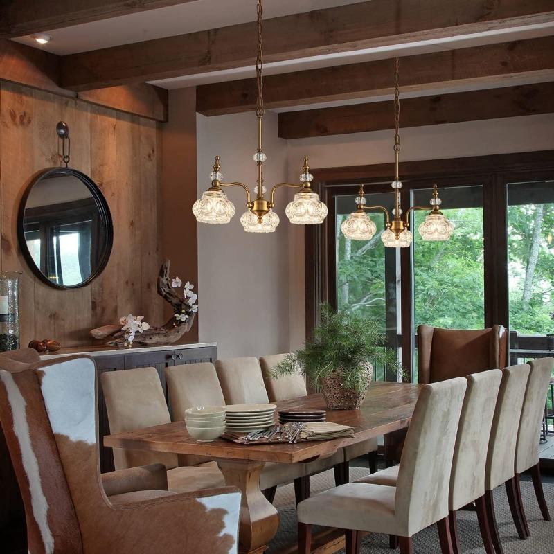 Винтажная люстра из золотого стекла с матовой матовой отделкой из античной бронзы