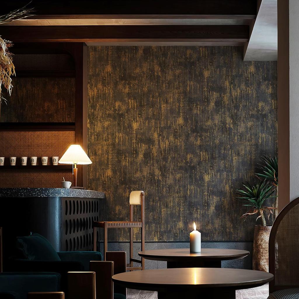 Винтажные черные золотые металлические самоклеящиеся обои, самоклеящиеся промышленные металлические обои под бетон, наклейки на обои