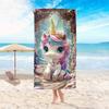 One Piece of an Oversized Unicorn Beach Towel Made from Soft Microfiber, Ideal for Travel. This Quick-Drying Pool Towel Is Sand