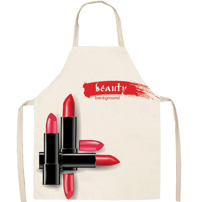 Minimalist Linen Apron For Women With Lipstick Design And Waterresistant Material For Nail Salons