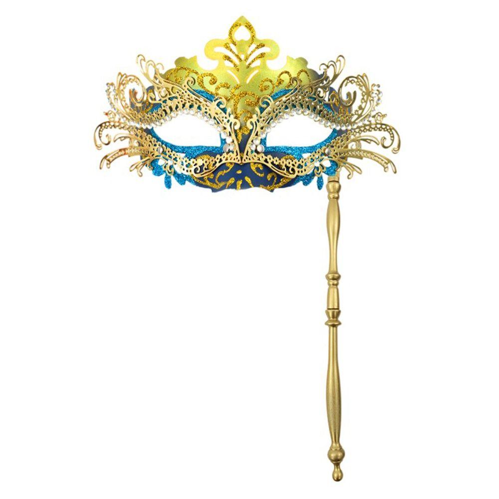 Party Phoenix Tail Flower Venetian Masquerade Mask with Holding Stick Costume Mask Halloween