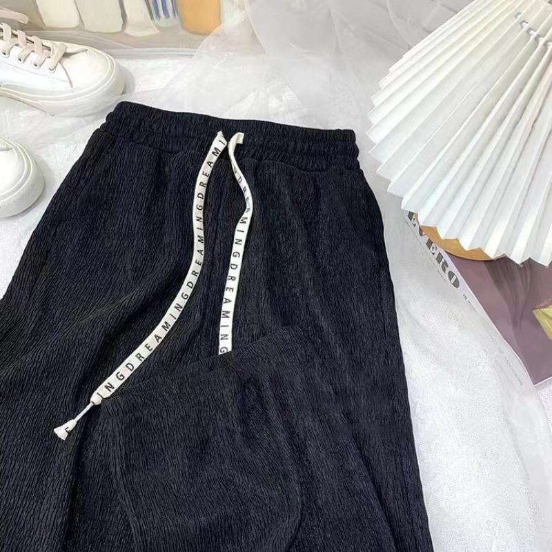 Qianqianye Pattern Wide-leg Pants Women's Summer New Pleated Drape Loose Straight-leg Pants Children's Fashion Versatile Casual Pants