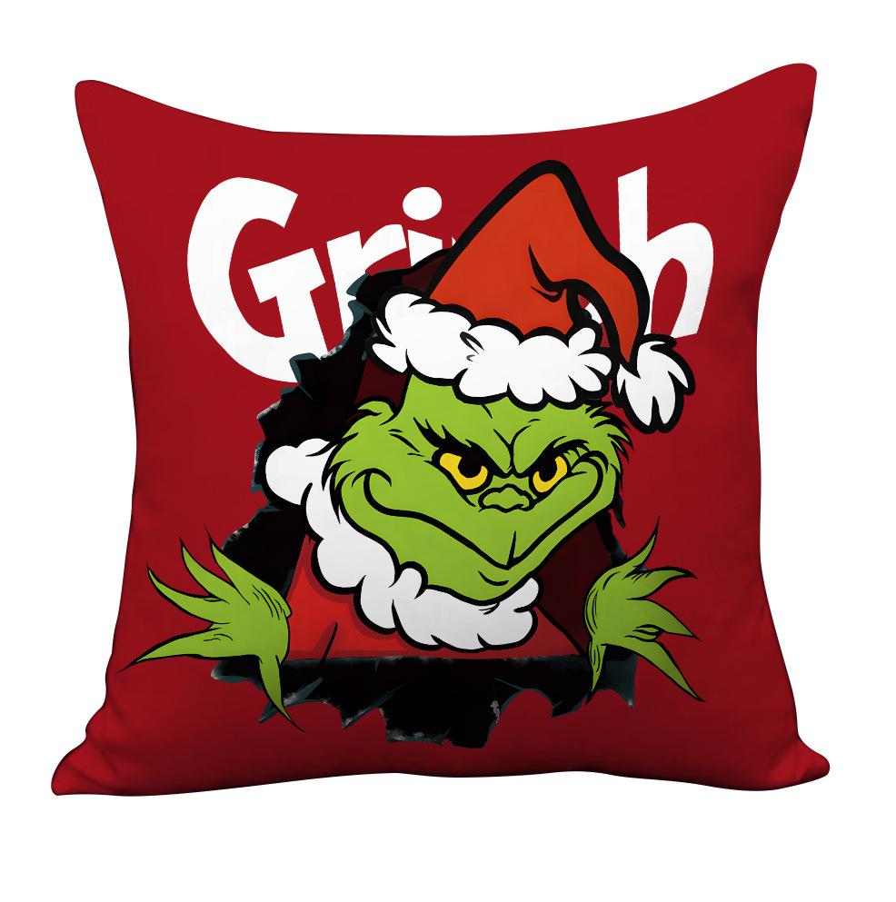 New Christmas Pillowcase Grinch Cartoon Cushion Cover Home Sofa Festive Decoration