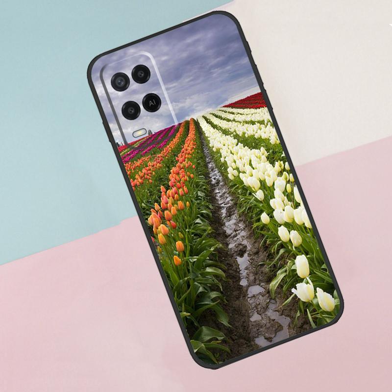 Spring Tulips Flower For Oppo A16 A76 A96 A15 A80 A60 A40 A94 A54 A98 A78 A18 A38 A58 A17 A77 A74 A57S Phone Case