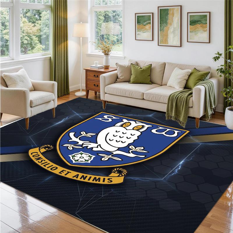 Sheffield Wednesday Design Crystal Velvet Rug Soft Decorative Mat for Bedroom Entrance