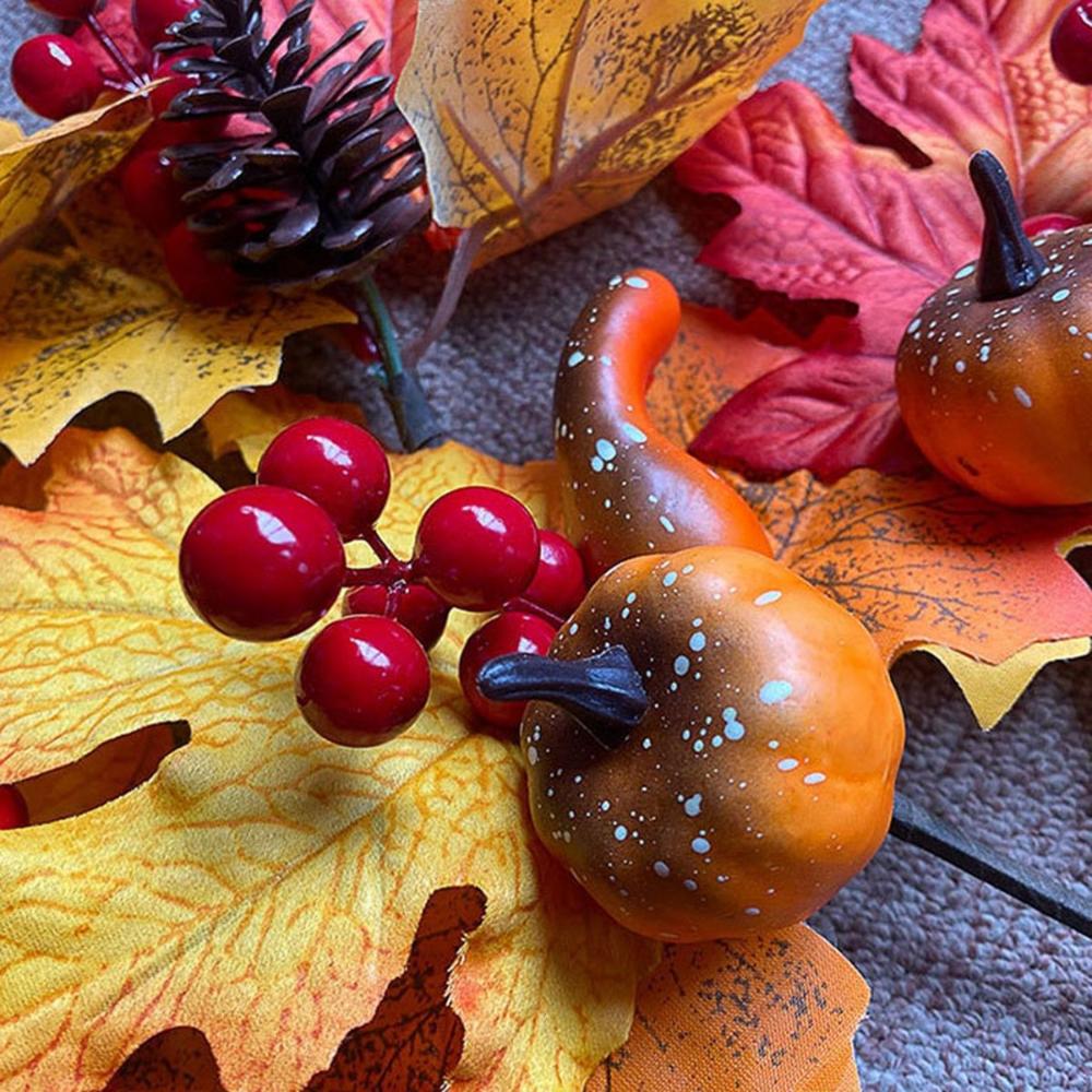 Christmas Home Fall Autumn Decoration Faux Branches Fake Pumpkin Berry Stem Artificial Maple Leaves