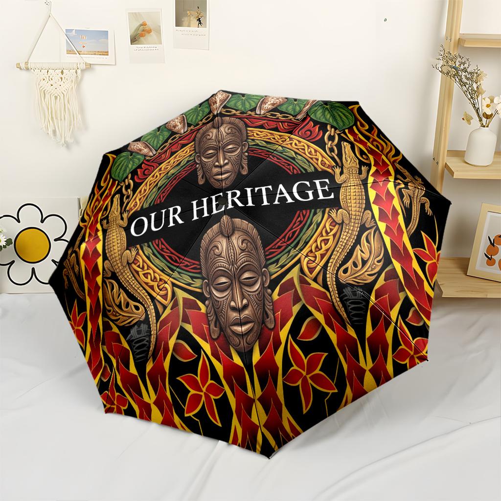 Tropical Paradise Sunset Automatic Umbrella Retractable Design with 8-Rib Durability Foldable Design for Outdoor Daily Use Compact Folding Umbrella