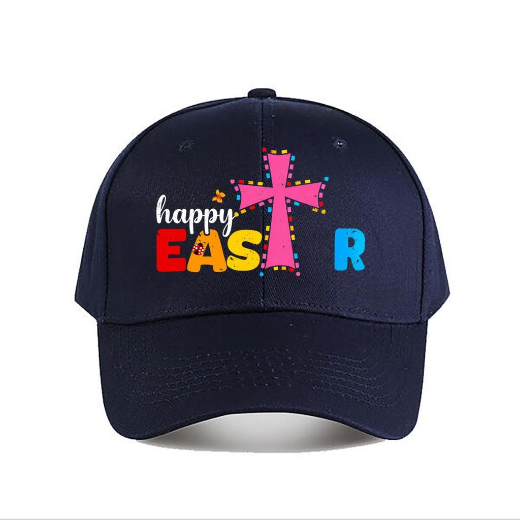 Happy Easter Colorful Cross Baseball Cap Fashion Unisex Sunhat Womens Outdoor Sports