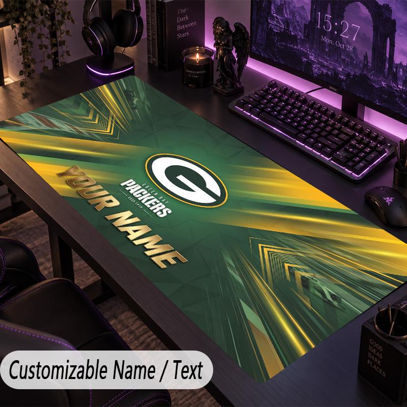 Large Mouse PadGreen Bay Packers Custom Name Text Personalized Desk Mat Non Slip Gaming Pad