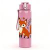 1PC Floral Wreath Fox 750ml Color Plastic Sports Water Bottle Leakproof Flip Straw Lid Suitable for Sports Office Home Use