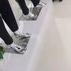 Rectangular Wooden Mannequin Display Stand with Foot Pedal for Clothing and Shoe Stores